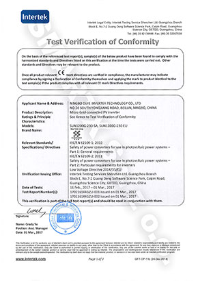 Test Verification of Conformity SUN1200G